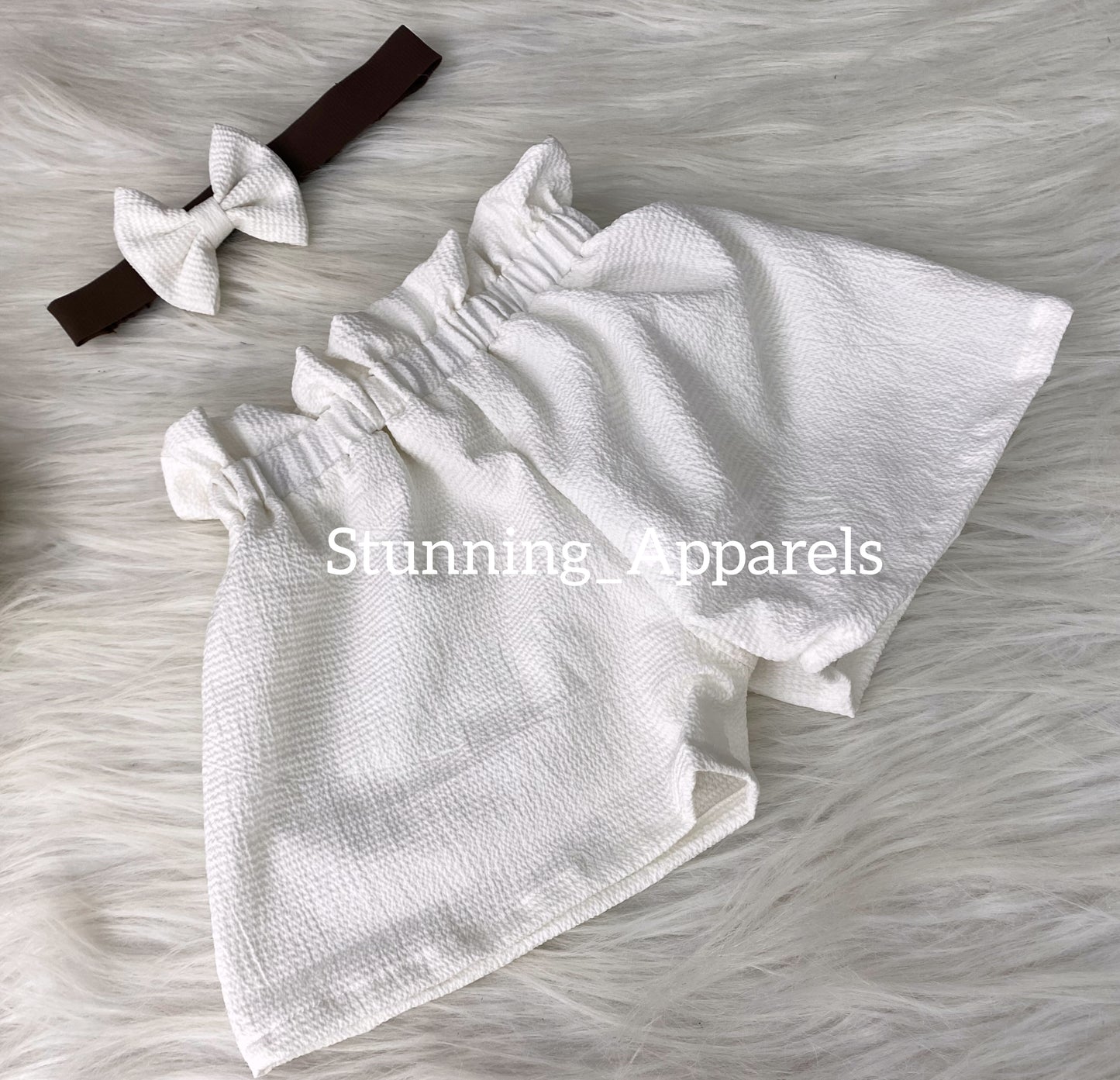 Cute Umbrella Brown Top With White Short Pant Two Piece Casual Dress