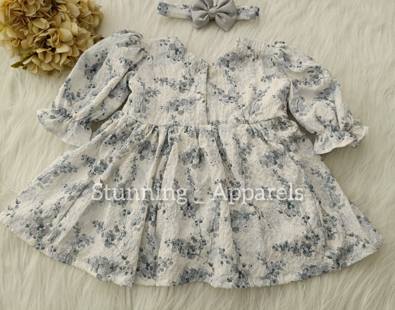 Stylish Long sleeves printed casual frock