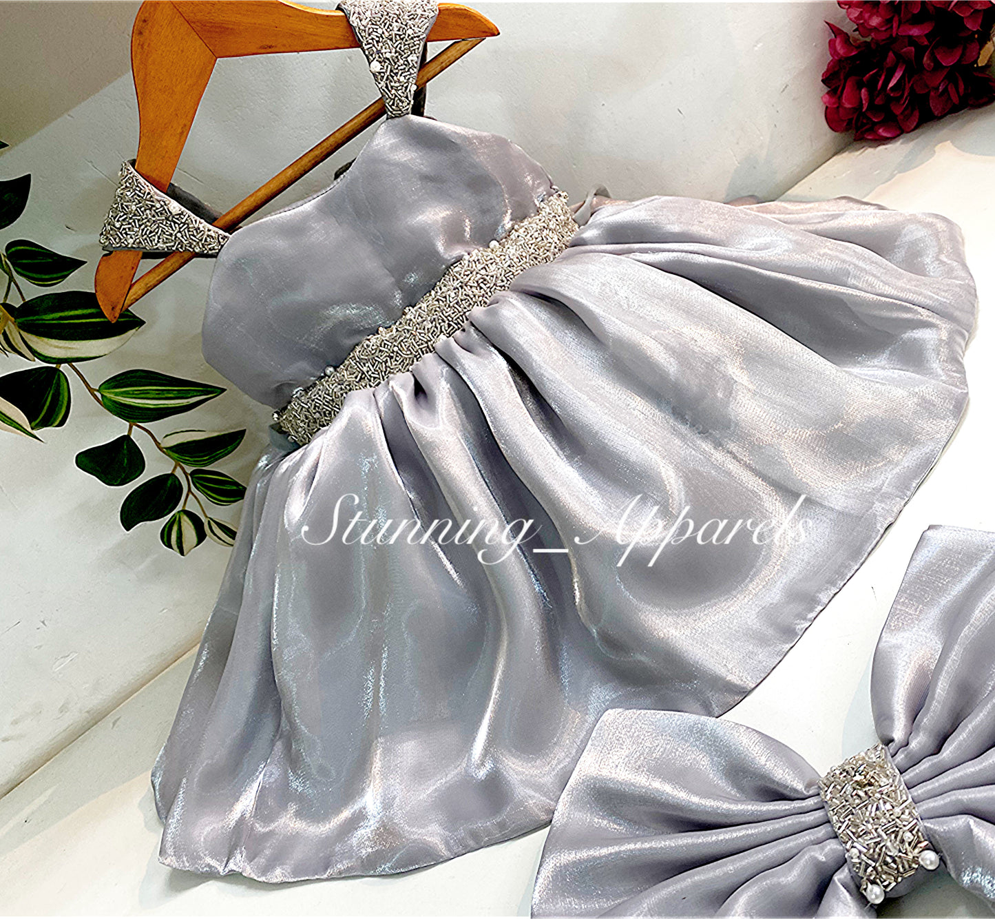 Designer Premium Hand Work Gray Dress