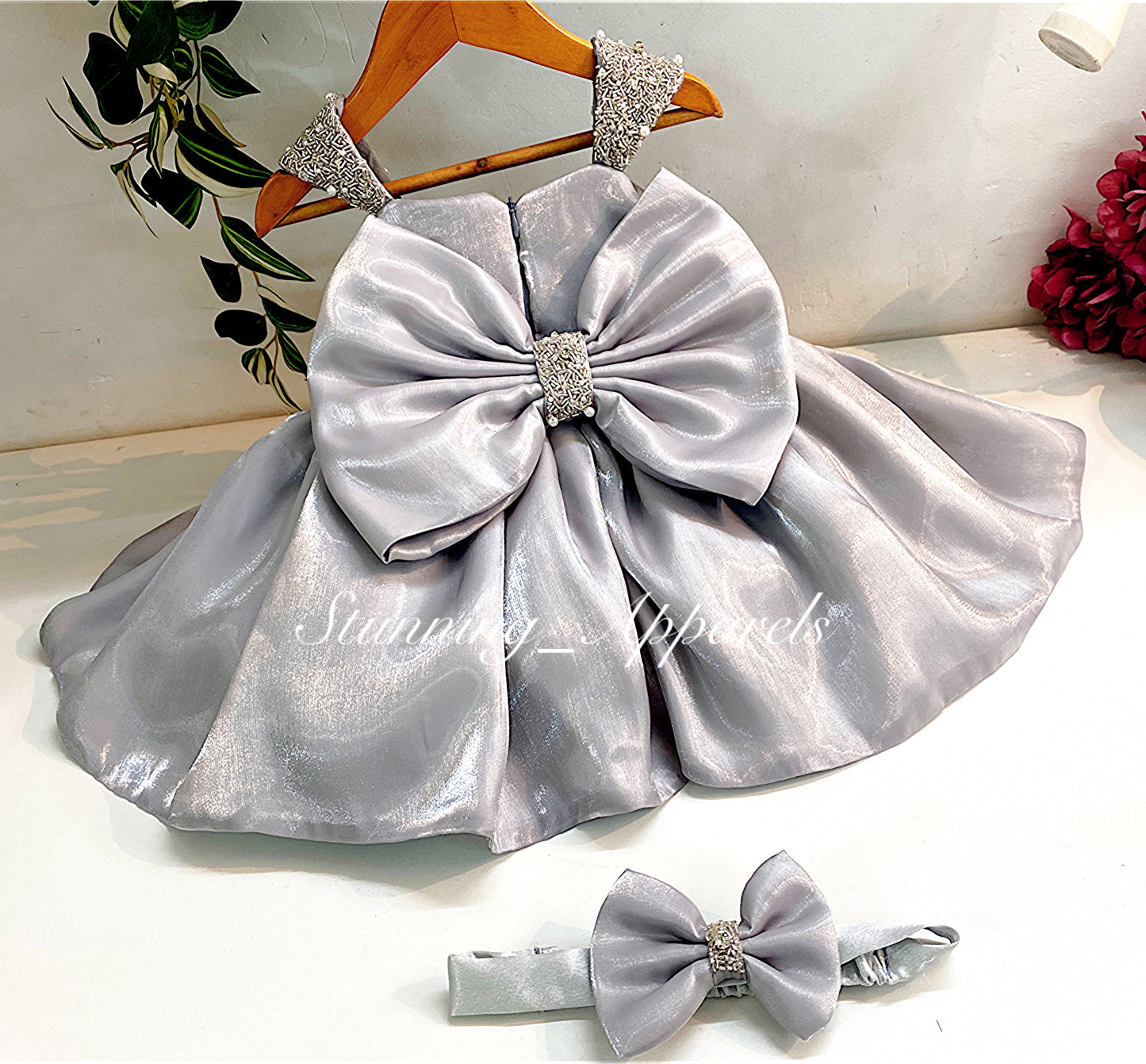 Designer Premium Hand Work Gray Dress