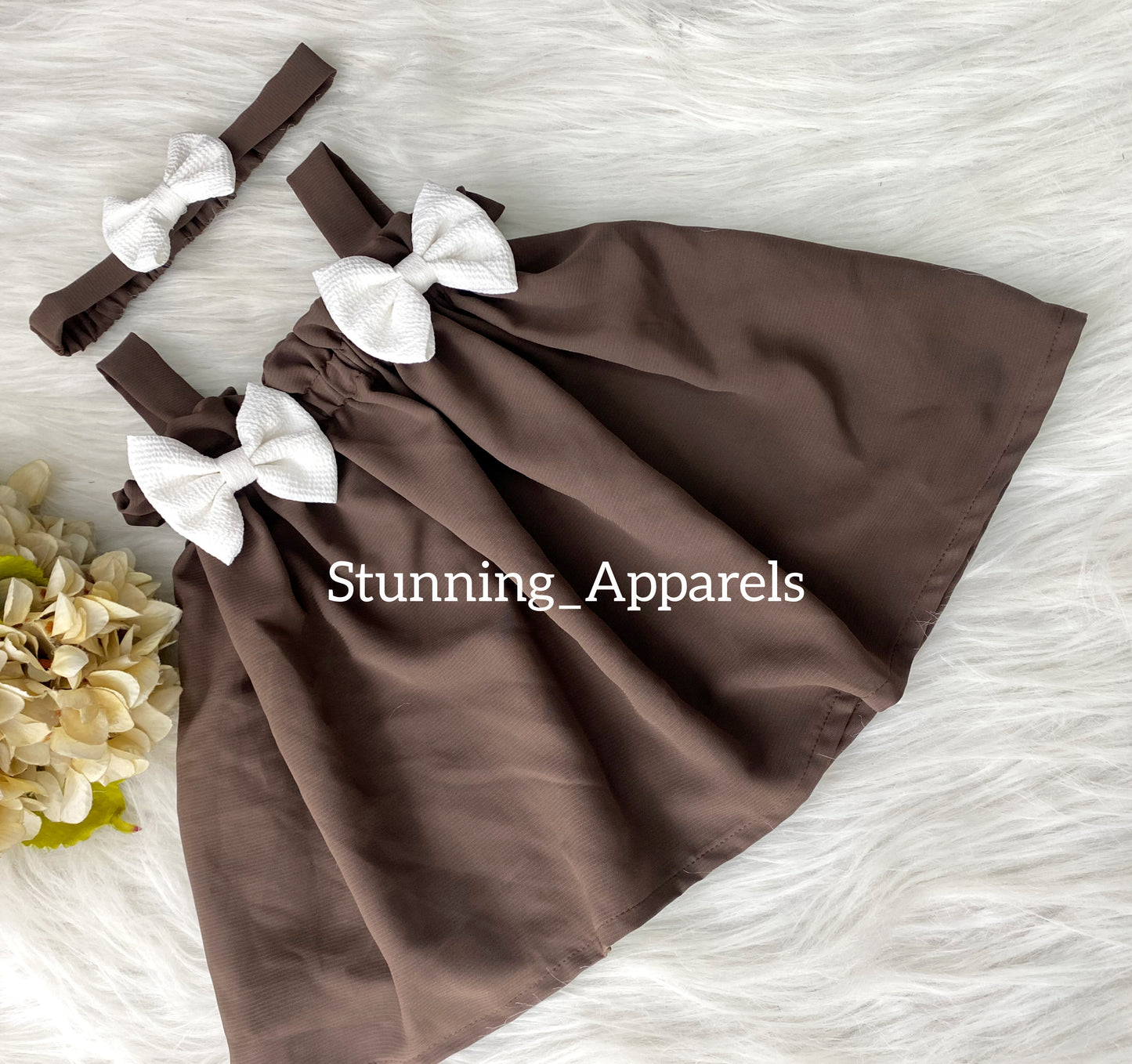 Cute Umbrella Brown Top With White Short Pant Two Piece Casual Dress