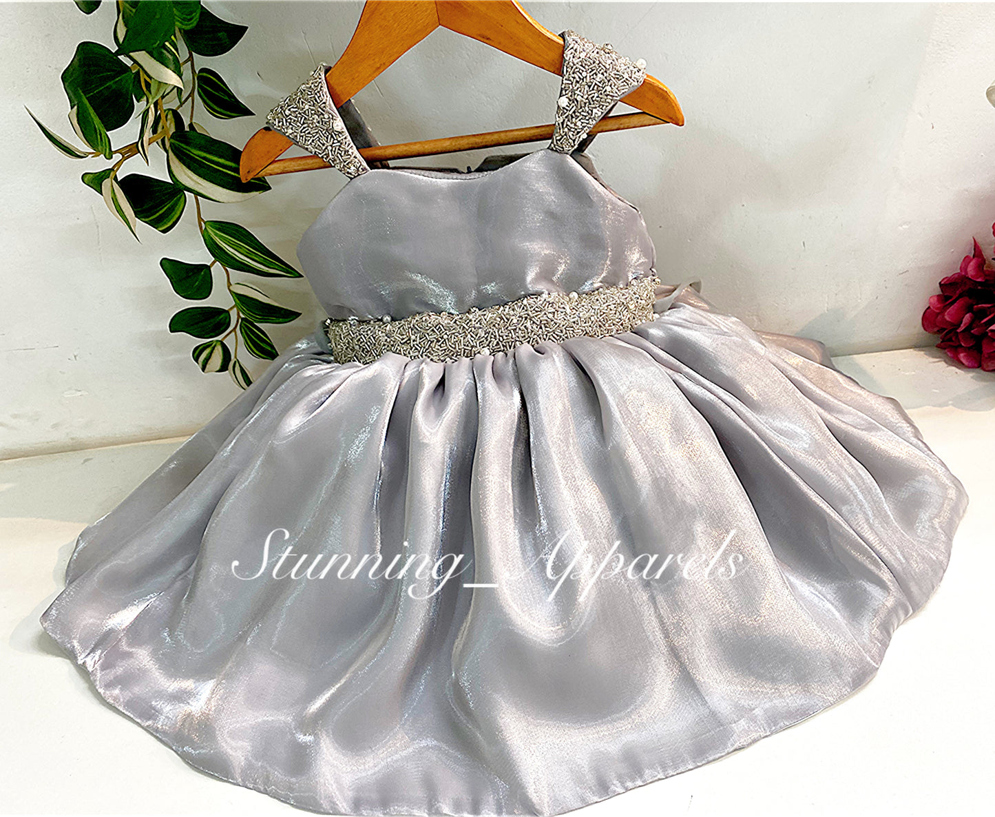 Designer Premium Hand Work Gray Dress