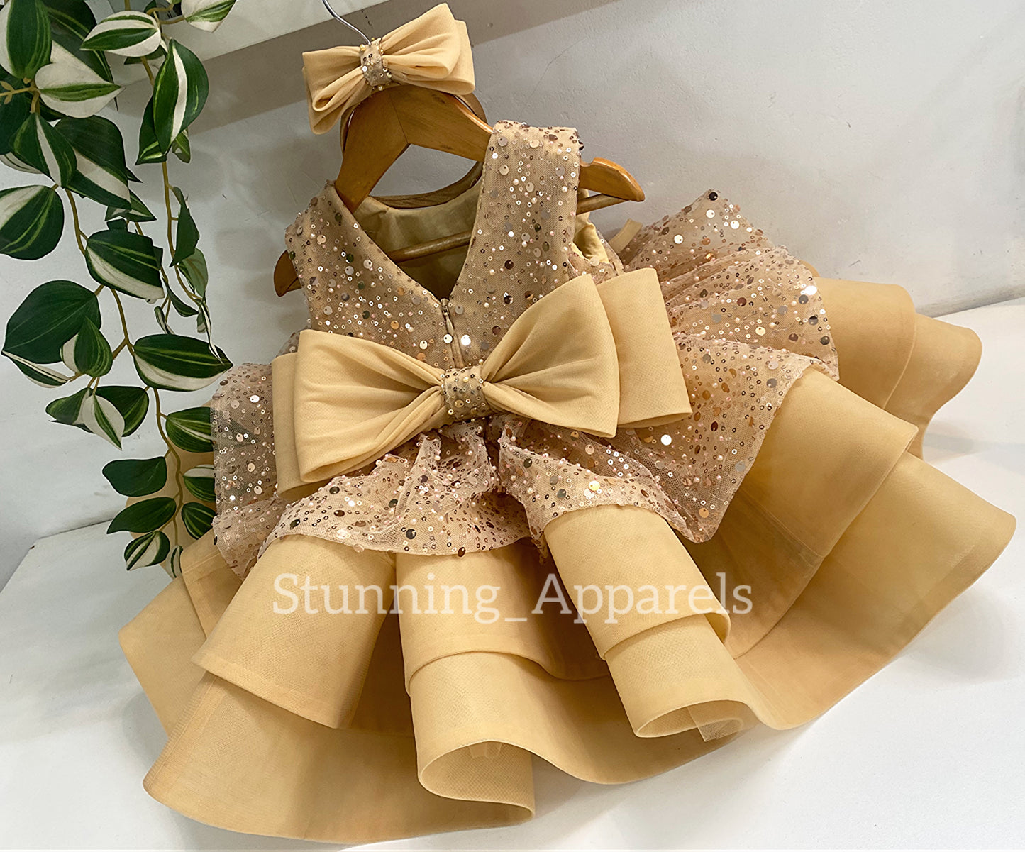 Premium Pretty Party Wear Golden Dress