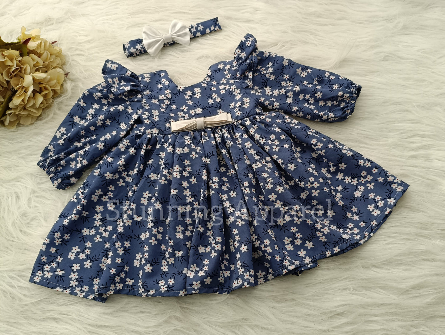 Stylish Long sleeves printed casual frock