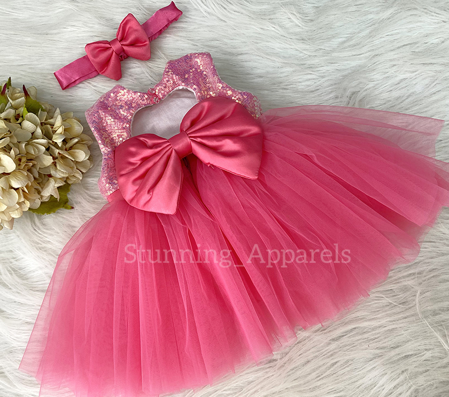 Belted sequin bodice Flemingo Pink Dress