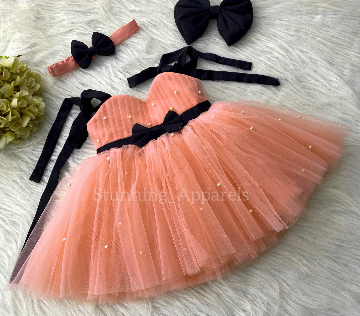 Strapped Knotted Oranges Peach Party Wear Dress