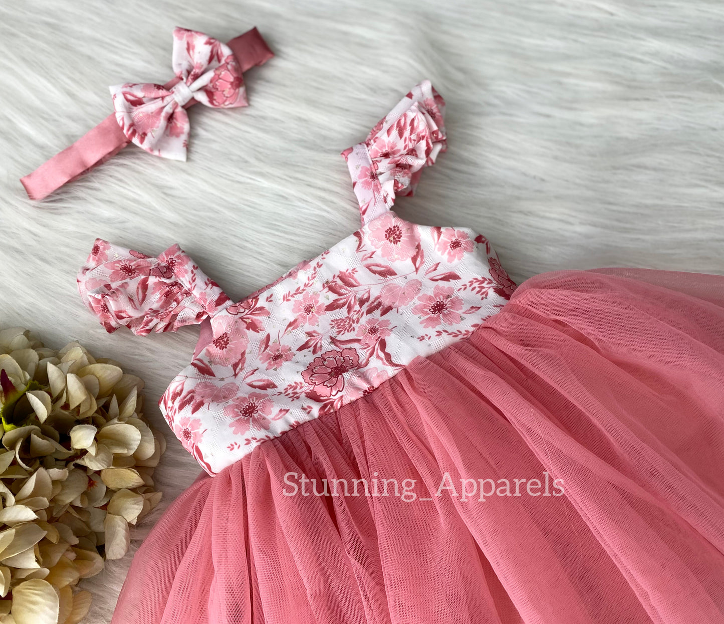 Cute Flower Printed Peach Casual Dress