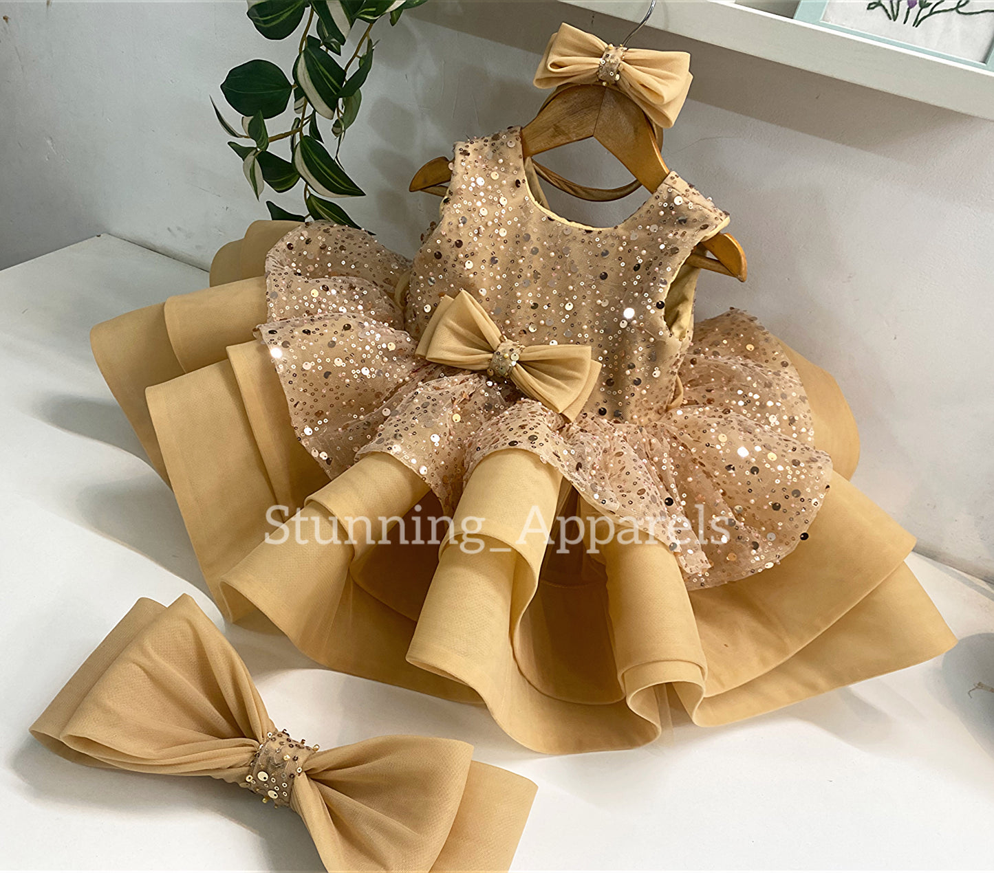 Premium Pretty Party Wear Golden Dress