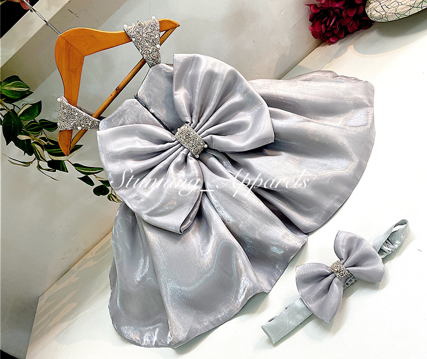 Designer Premium Hand Work Gray Dress