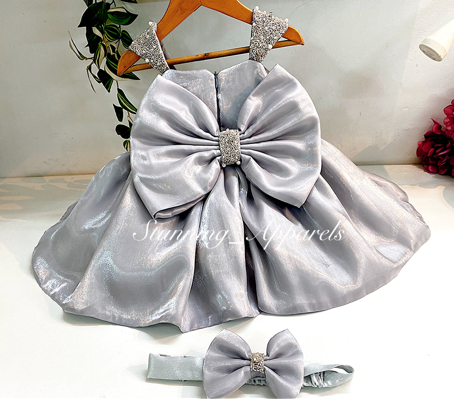 Designer Premium Hand Work Gray Dress