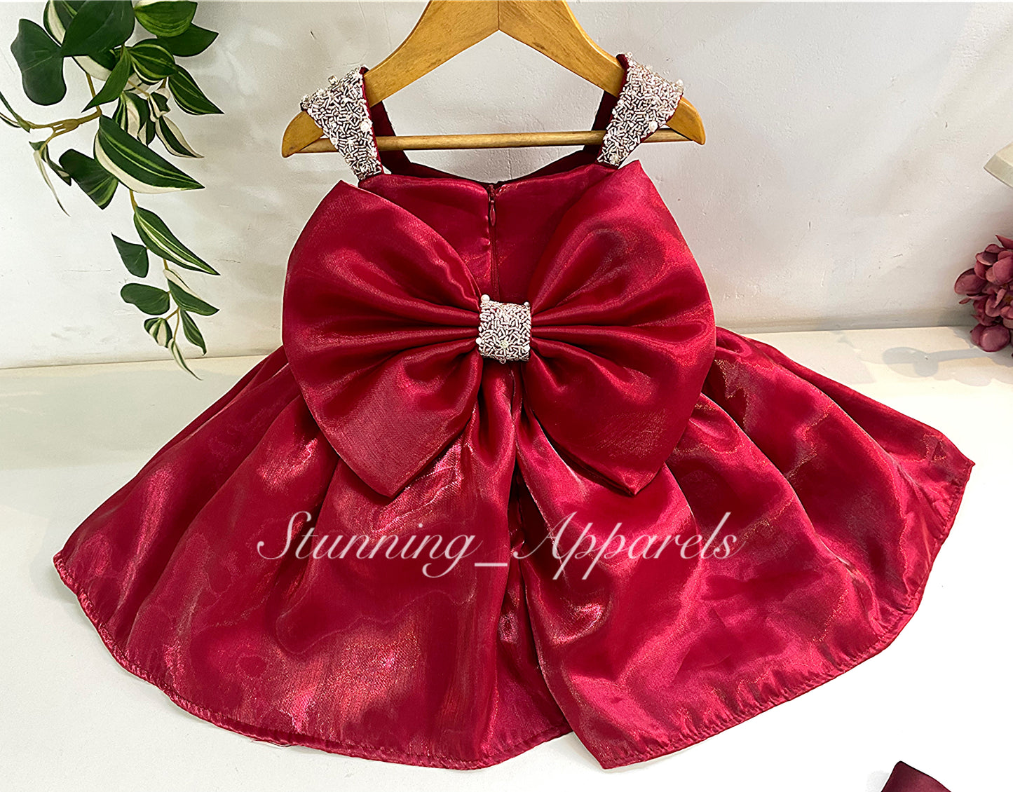 Designer Premium Hand Work Ruby Red Dress