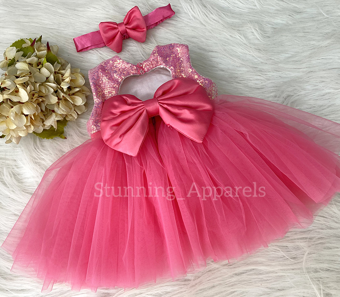 Belted sequin bodice Flemingo Pink Dress
