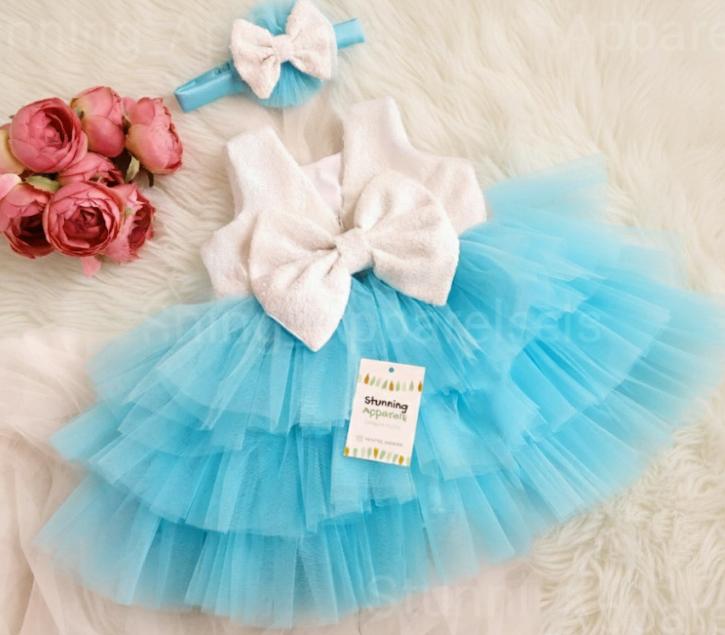 Milky Sequins Layers Dark Sky Blue Dress
