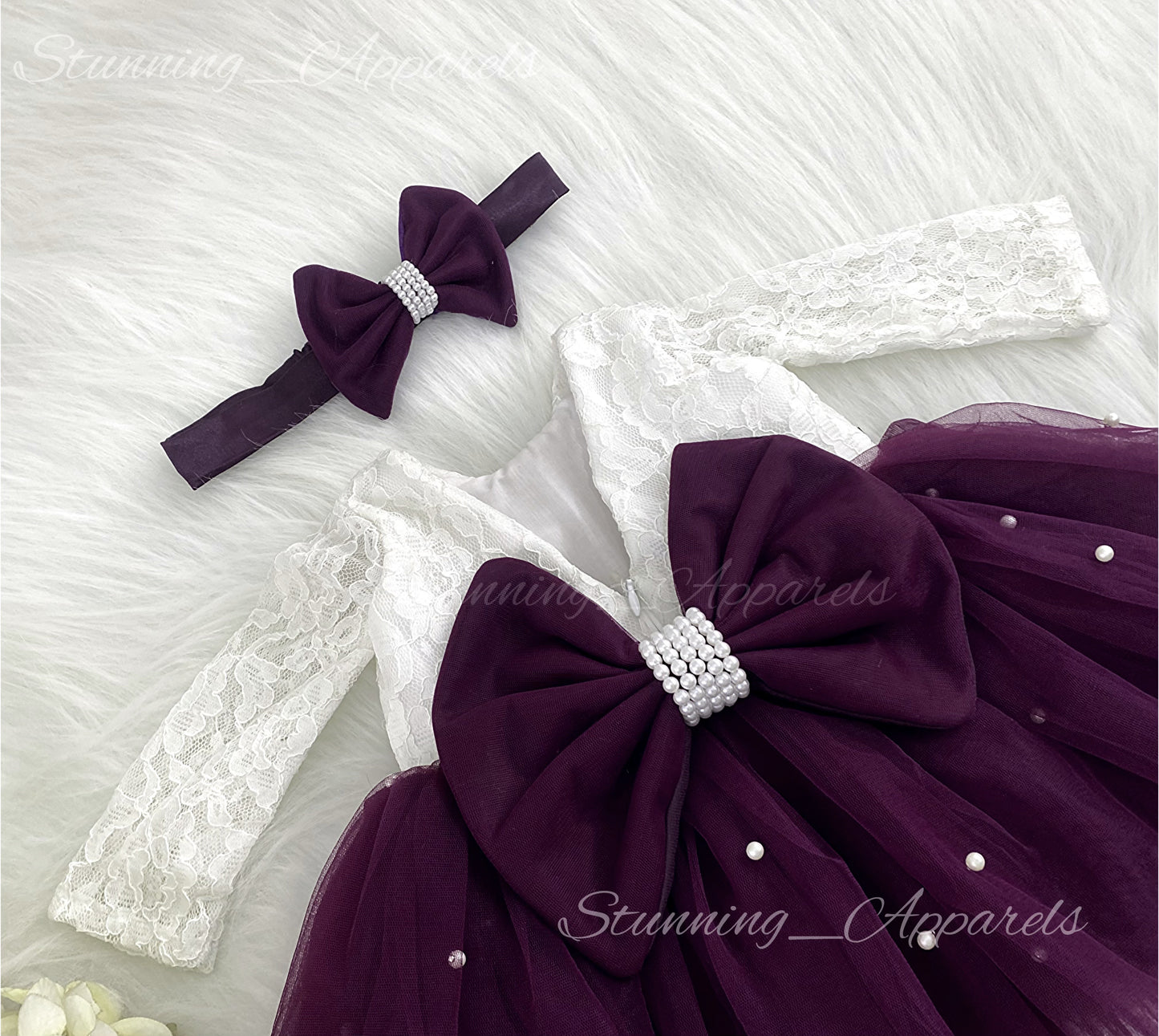 Long Sleeves White Pearls Work Cape Sleeves Wine Frock