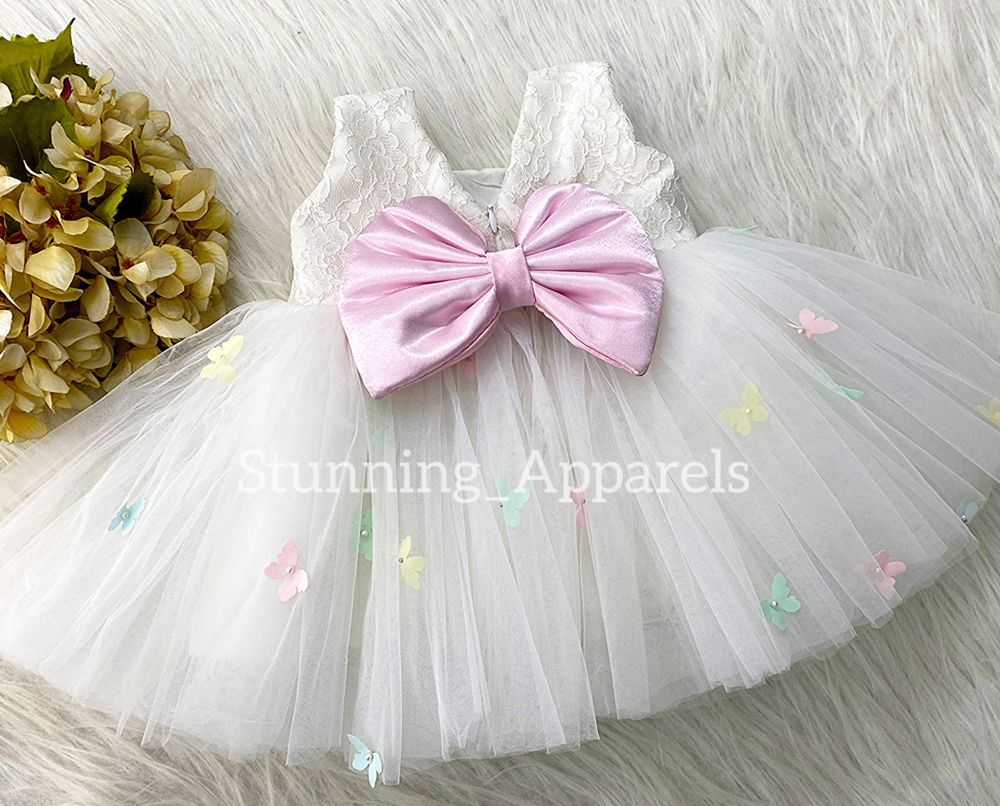 Butterfly Work Party Wear White Dress