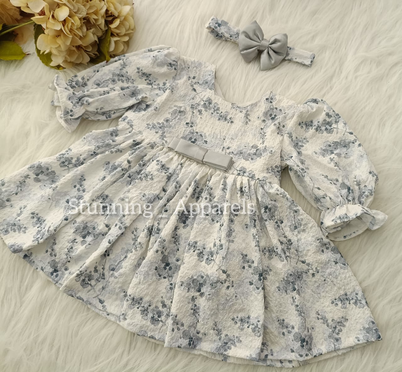 Stylish Long sleeves printed casual frock