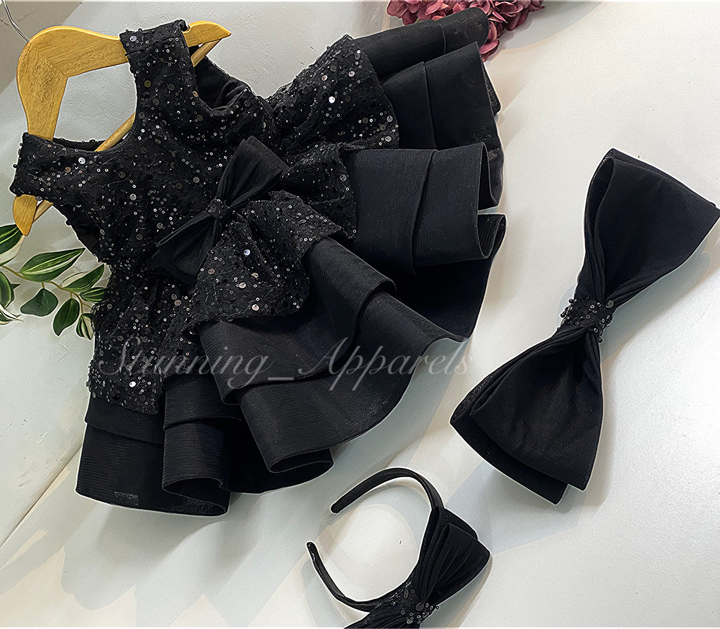 Premium Beads Sequins Party Wear Black Dress