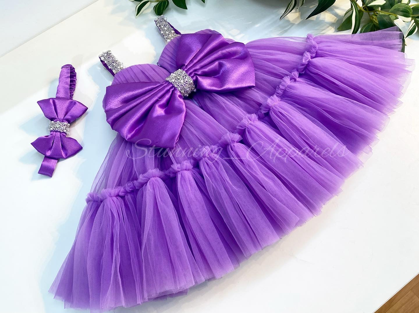Designer Sweetheart Neckline Hand Work Light Lavender Frock