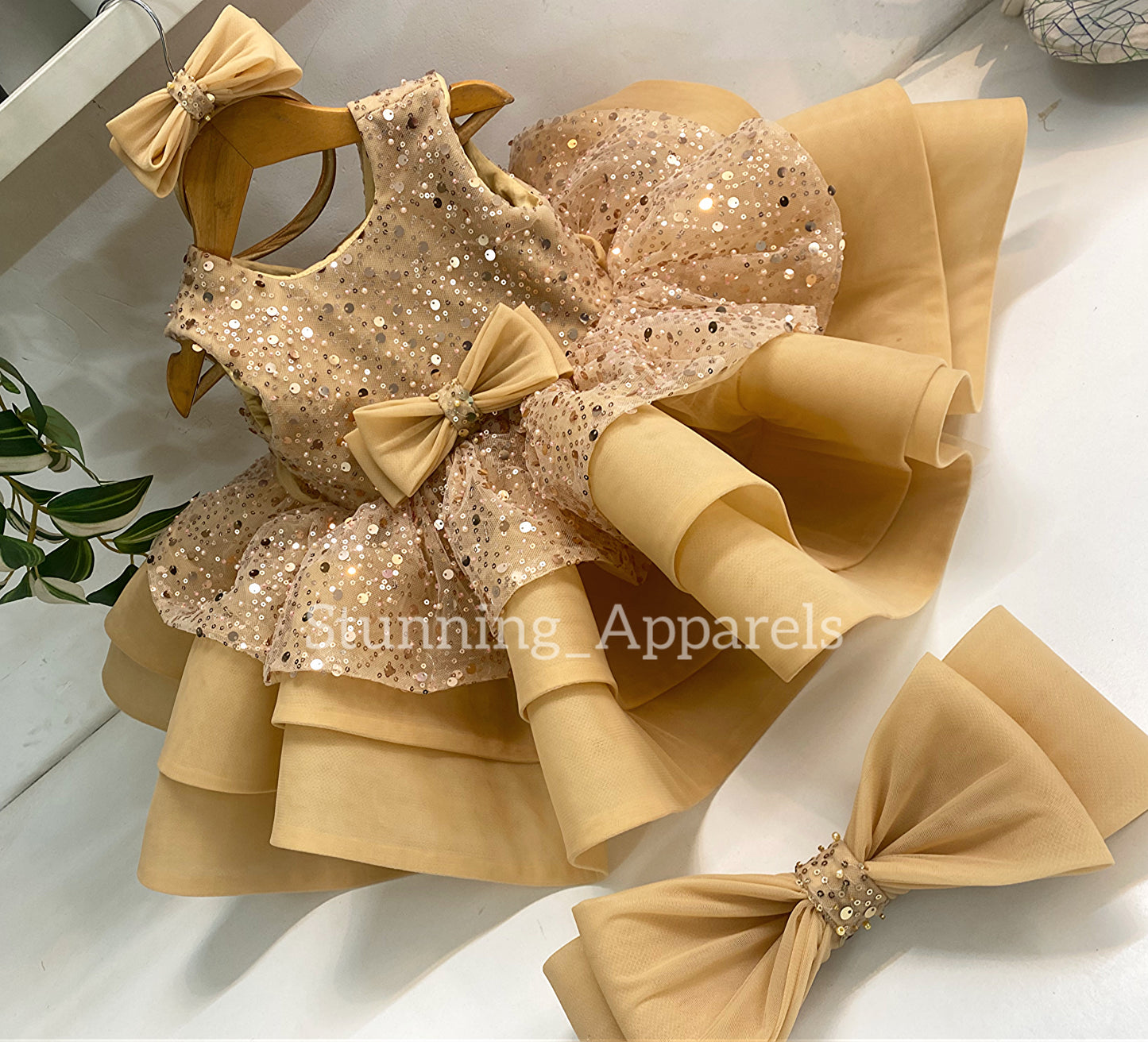 Premium Pretty Party Wear Golden Dress