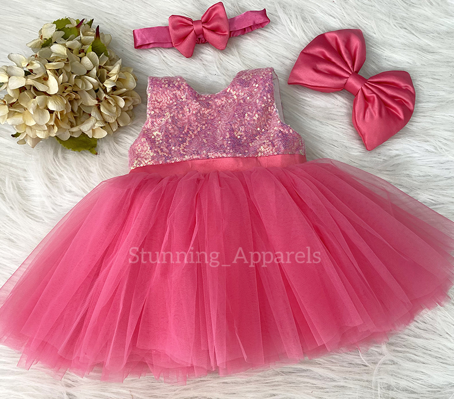 Belted sequin bodice Flemingo Pink Dress