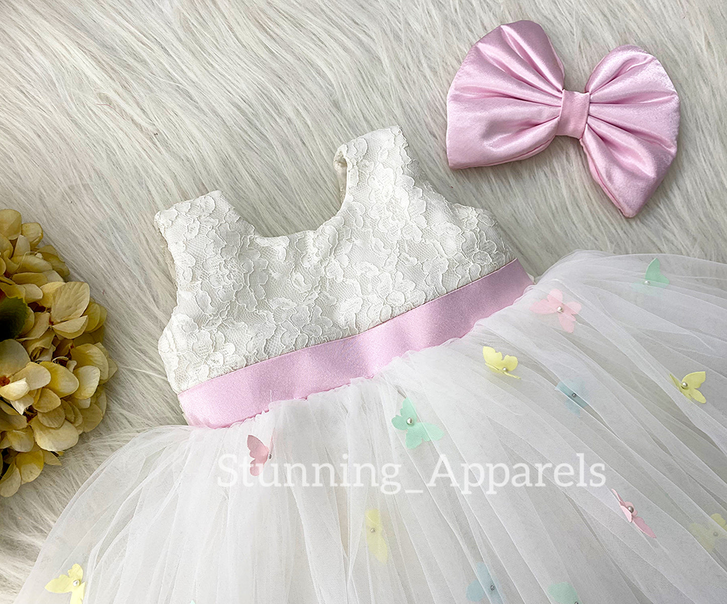 Butterfly Work Party Wear White Dress