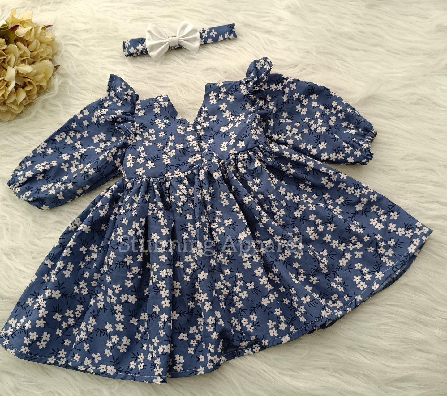 Stylish Long sleeves printed casual frock