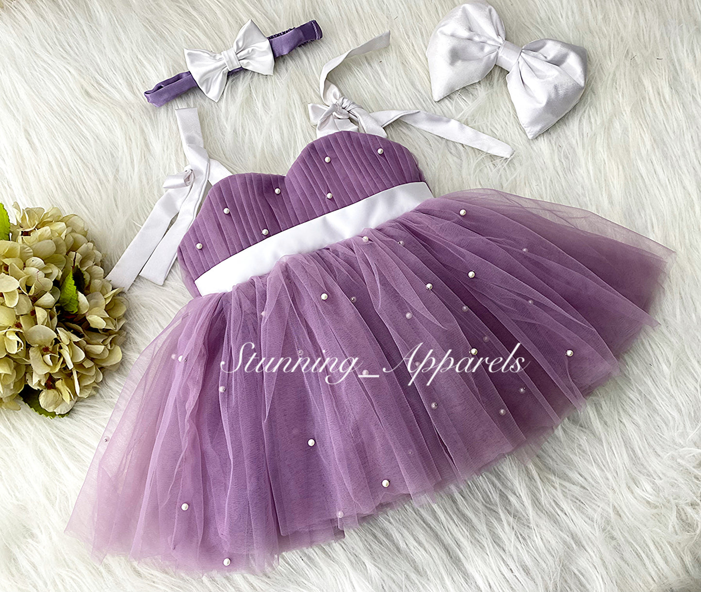 Strapped Knotted Lilac Party Wear Dress
