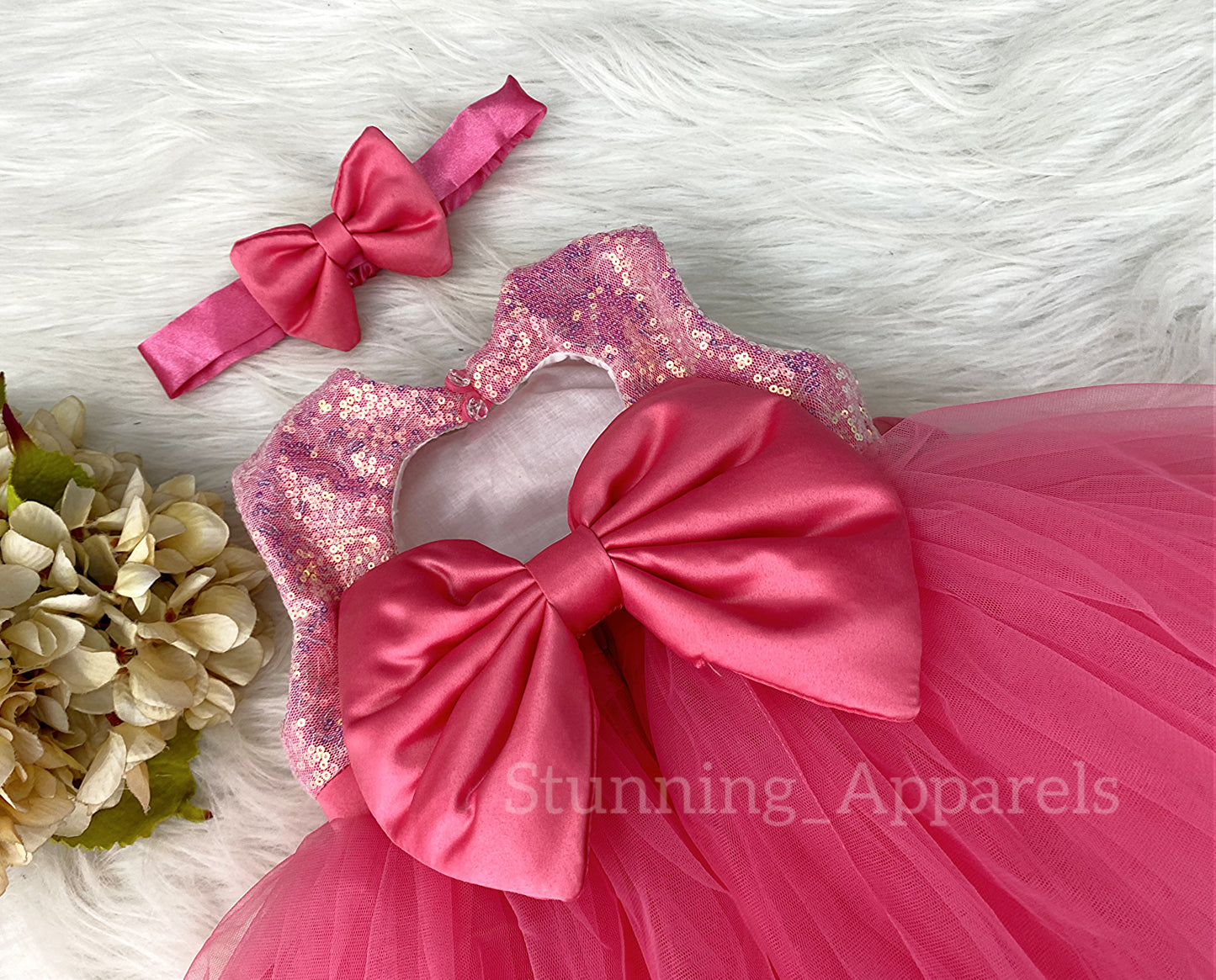 Belted sequin bodice Flemingo Pink Dress