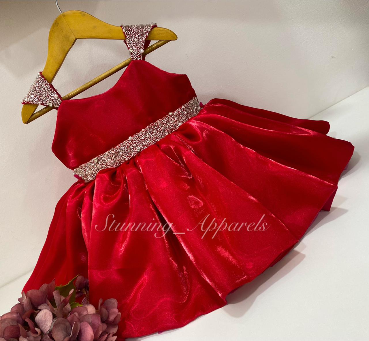 Designer Premium Hand Work Red Dress