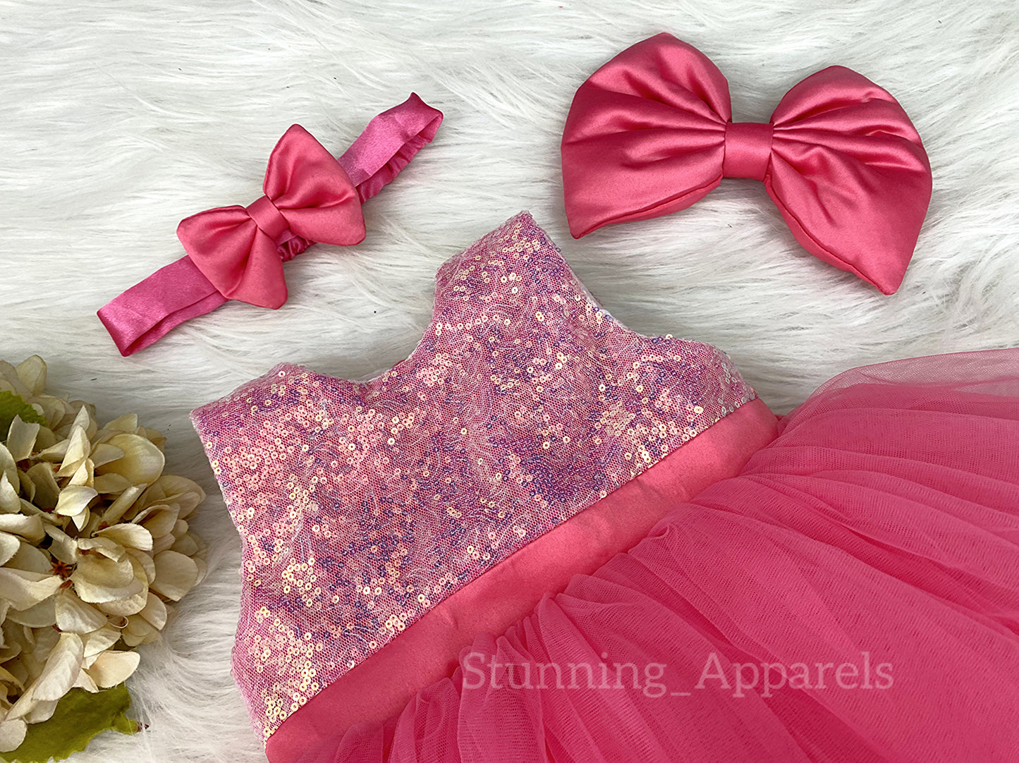 Belted sequin bodice Flemingo Pink Dress