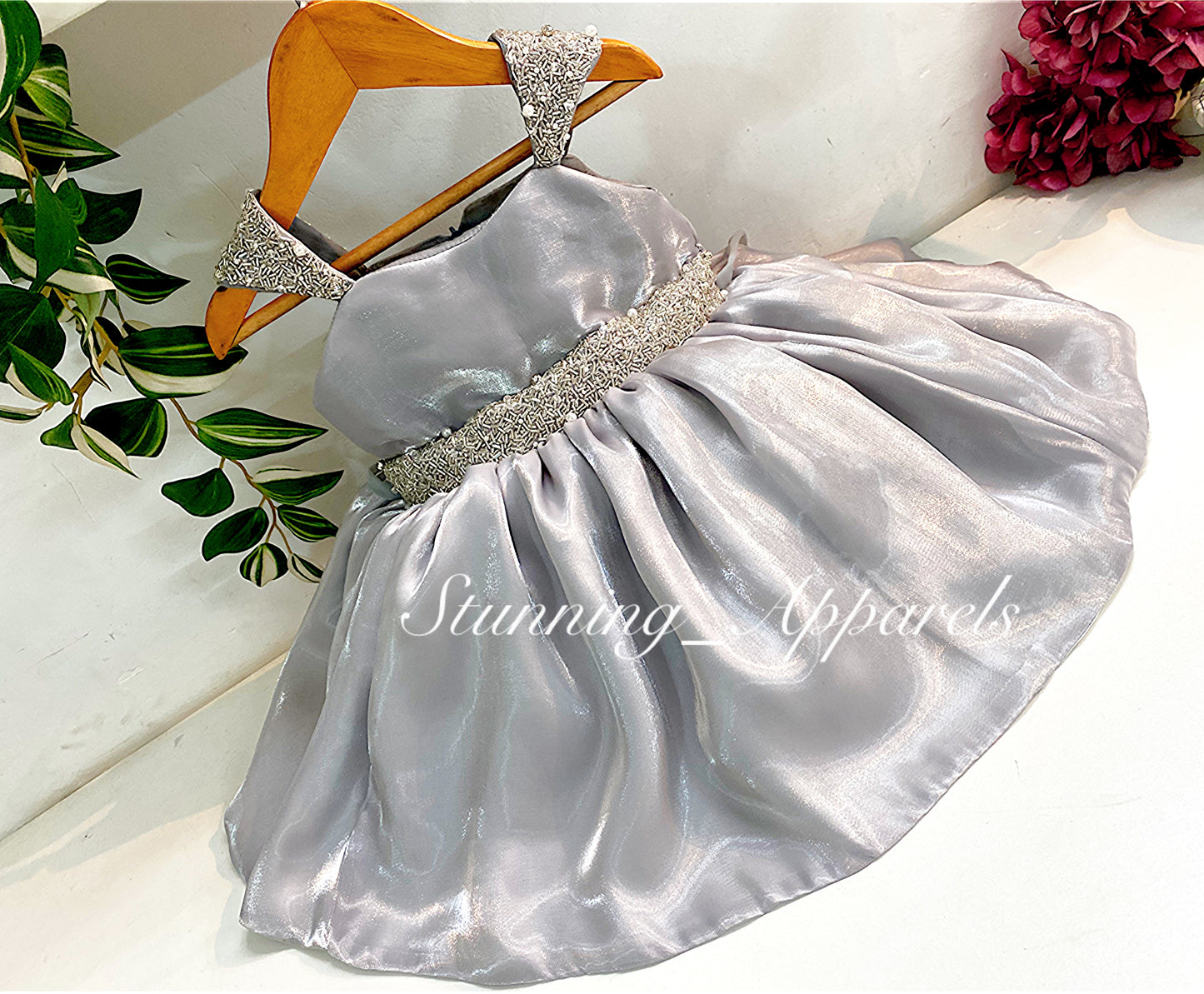 Designer Premium Hand Work Gray Dress