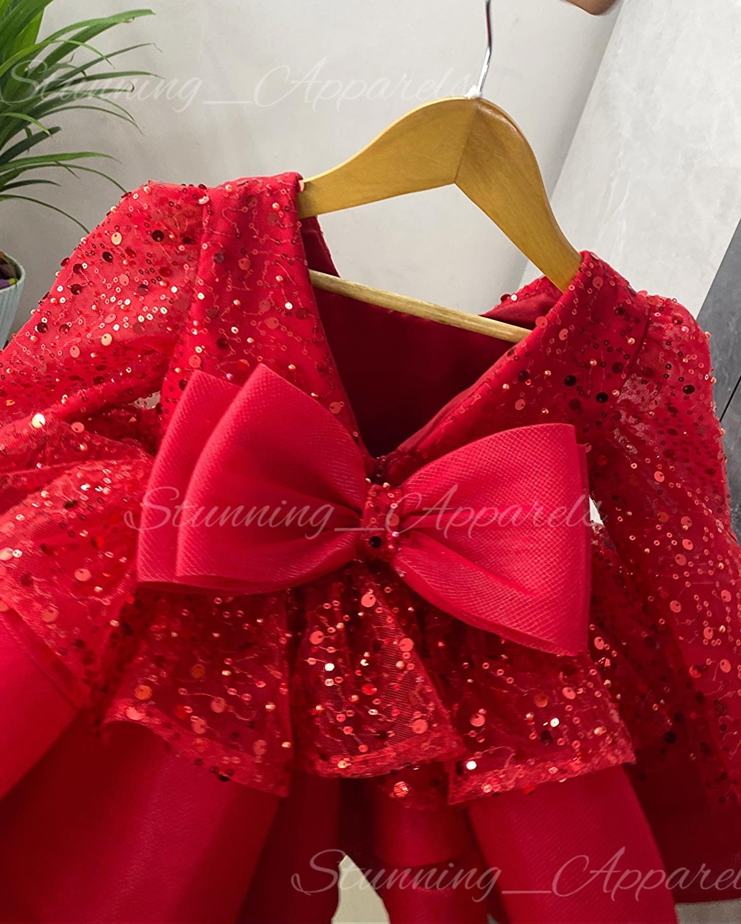 Long Sleeves Premium pretty party wear red dress