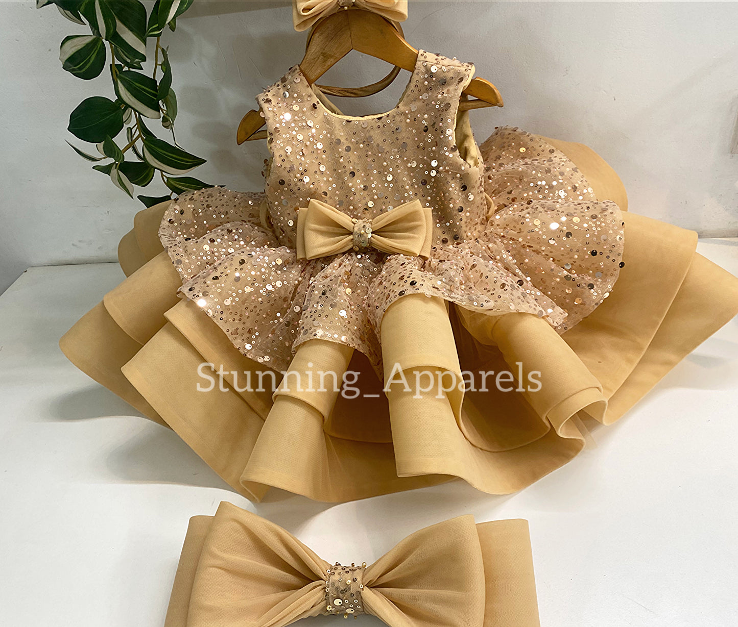 Premium Pretty Party Wear Golden Dress