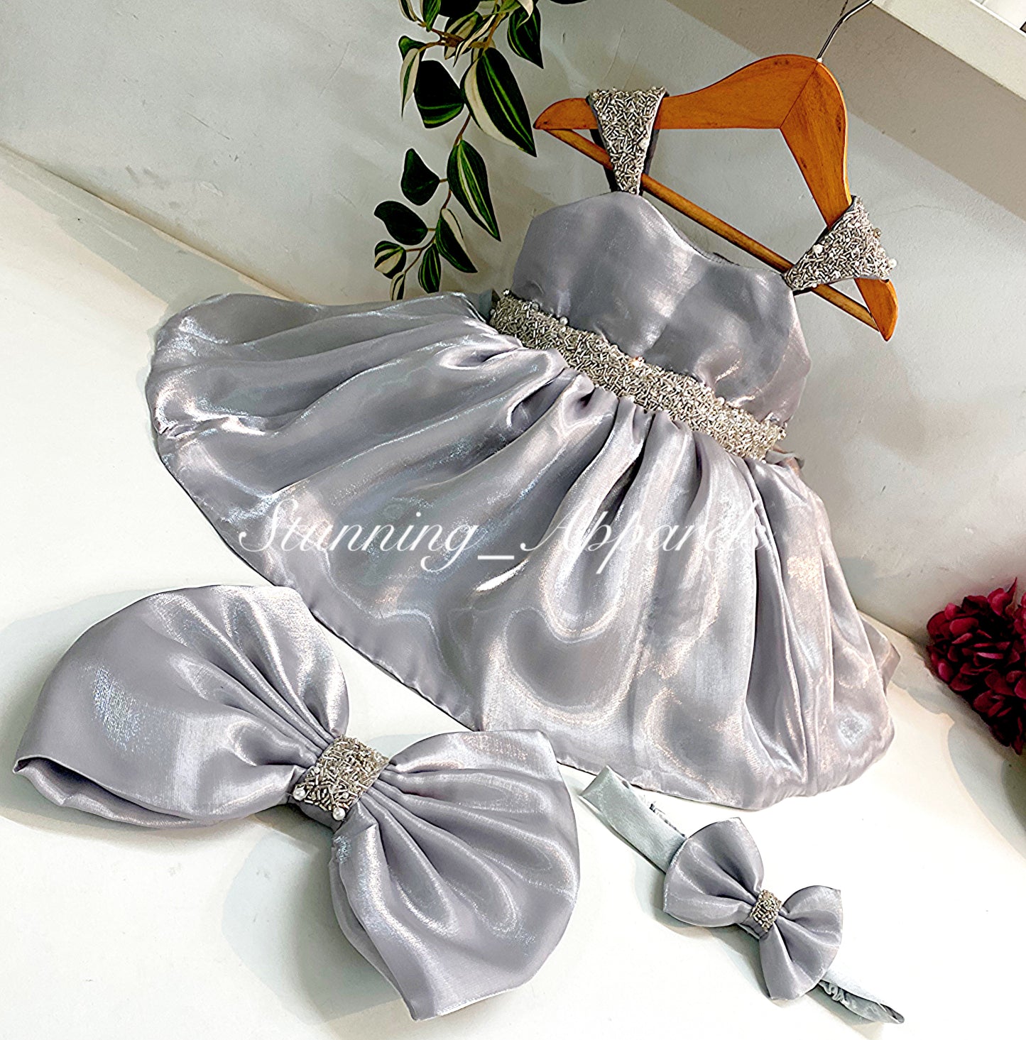 Designer Premium Hand Work Gray Dress