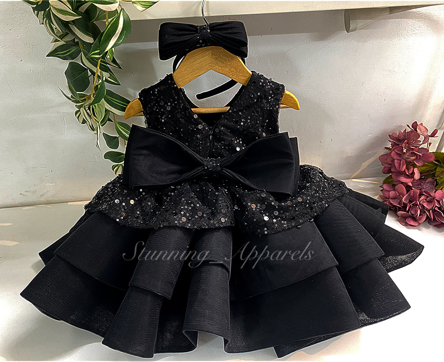 Premium Beads Sequins Party Wear Black Dress