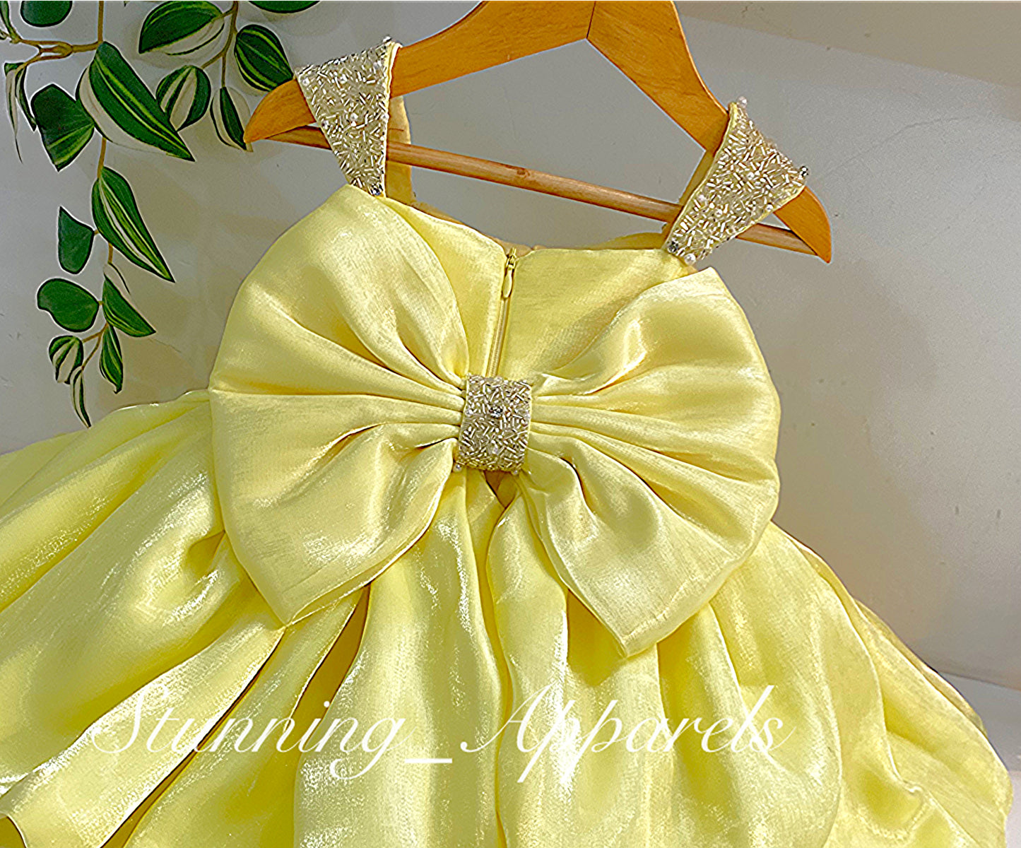 Designer Premium Hand Work Lemon Yellow Dress