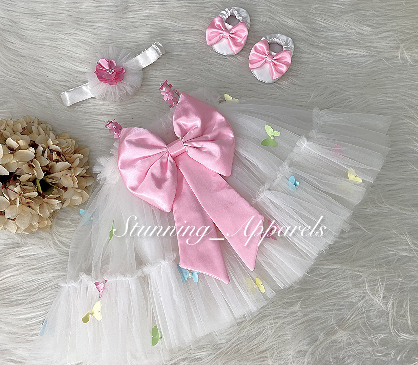 Butterfly Work Cute Party Wear White Umbrella Dress