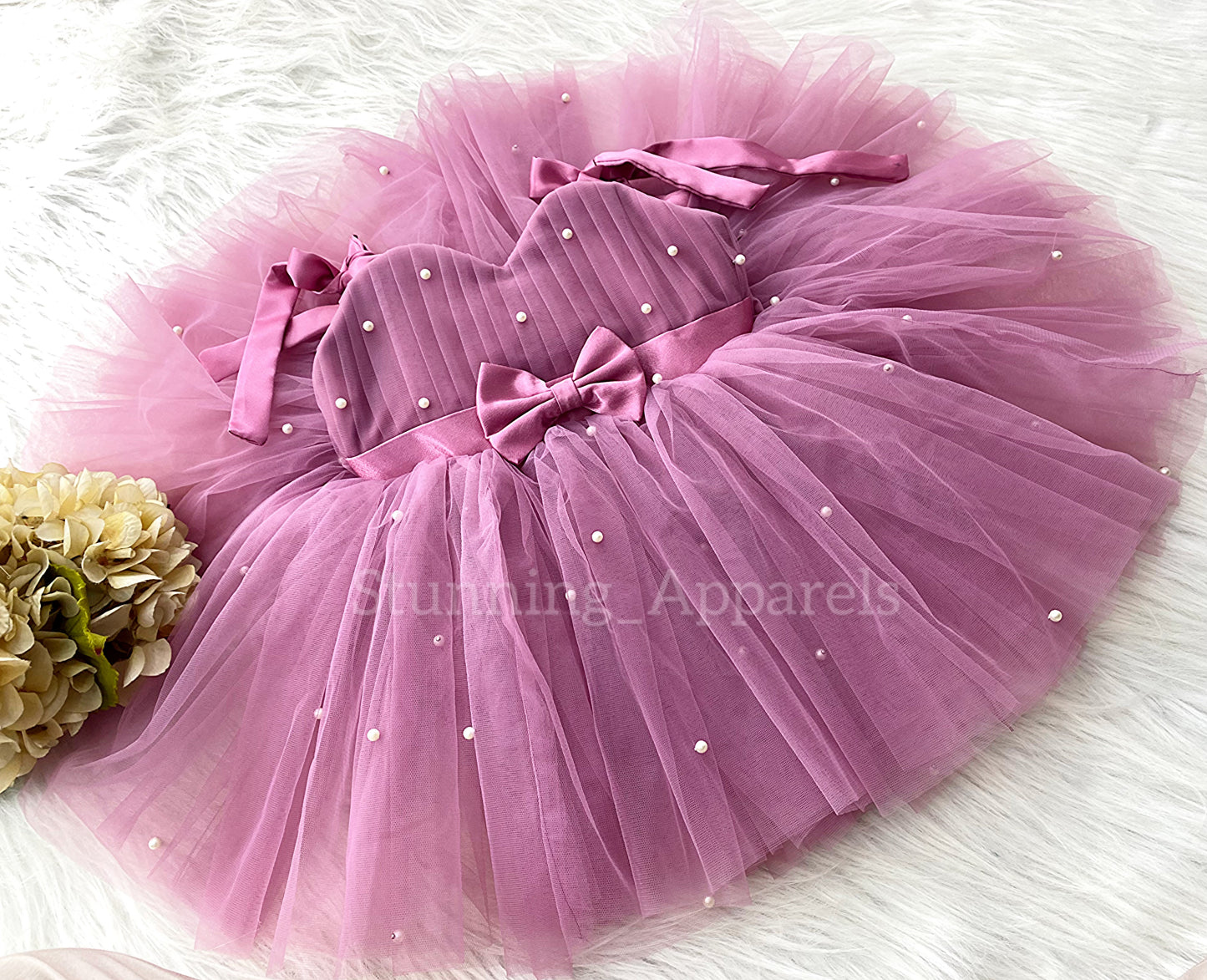 Strapped Knotted Dusty Pink Party Wear Dress