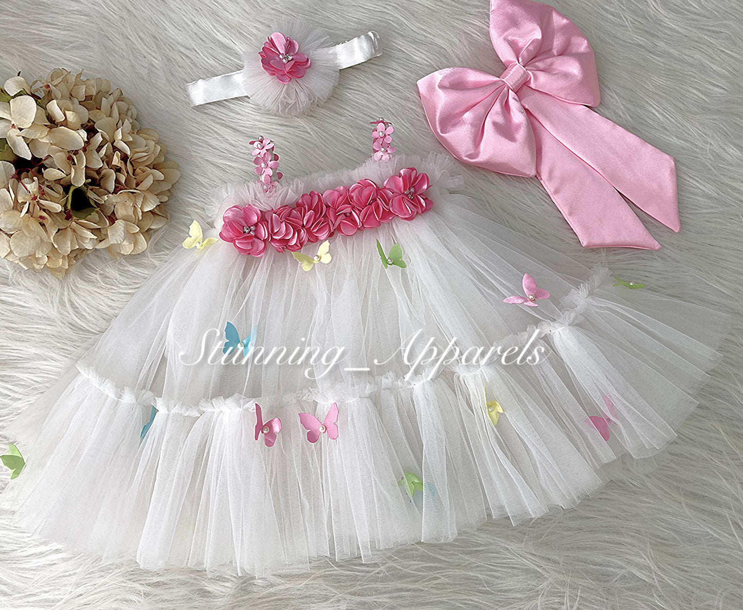 Butterfly Work Cute Party Wear White Umbrella Dress