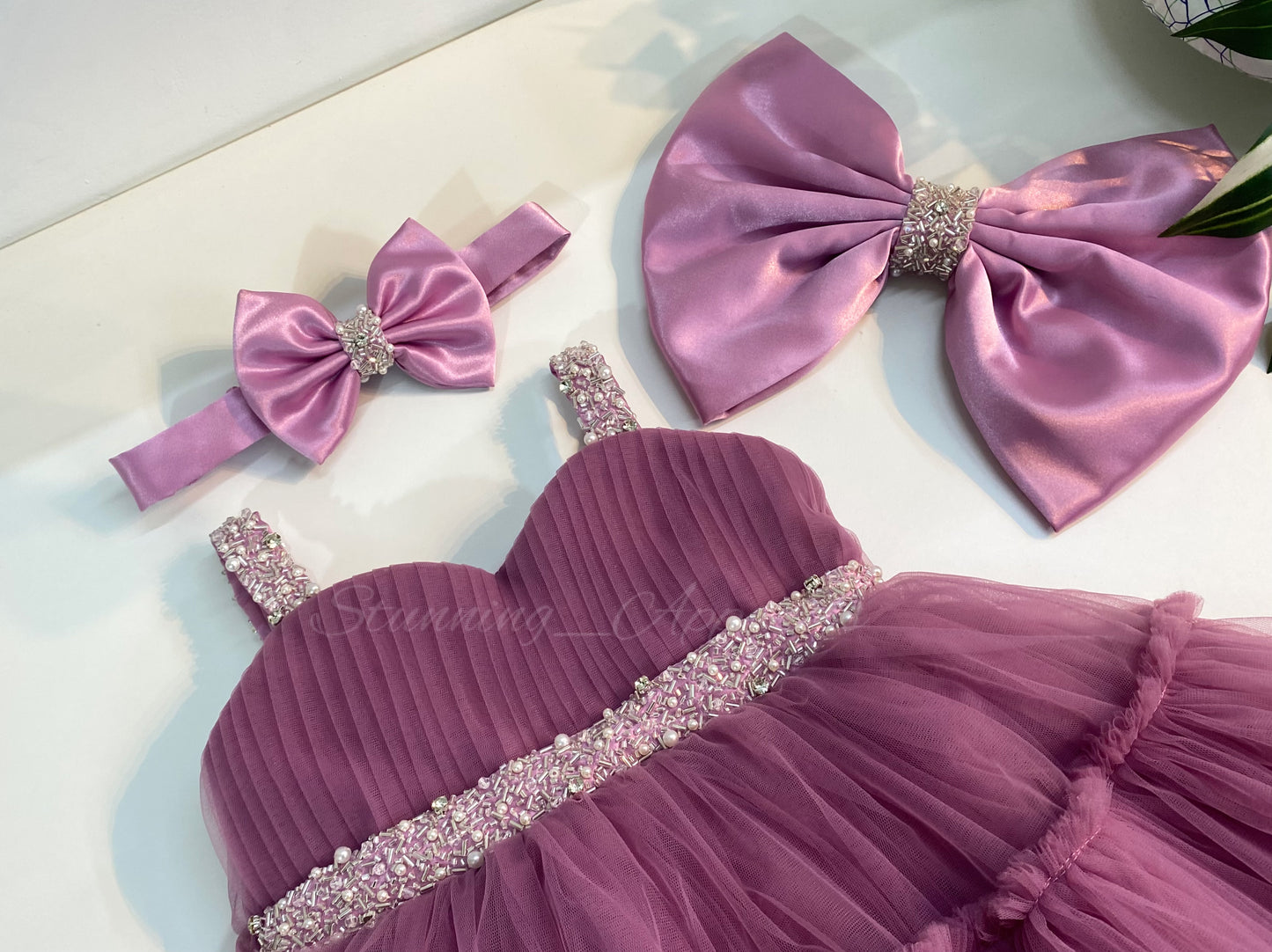 Designer Sweetheart Neckline Hand Work Dusty Pink Frock