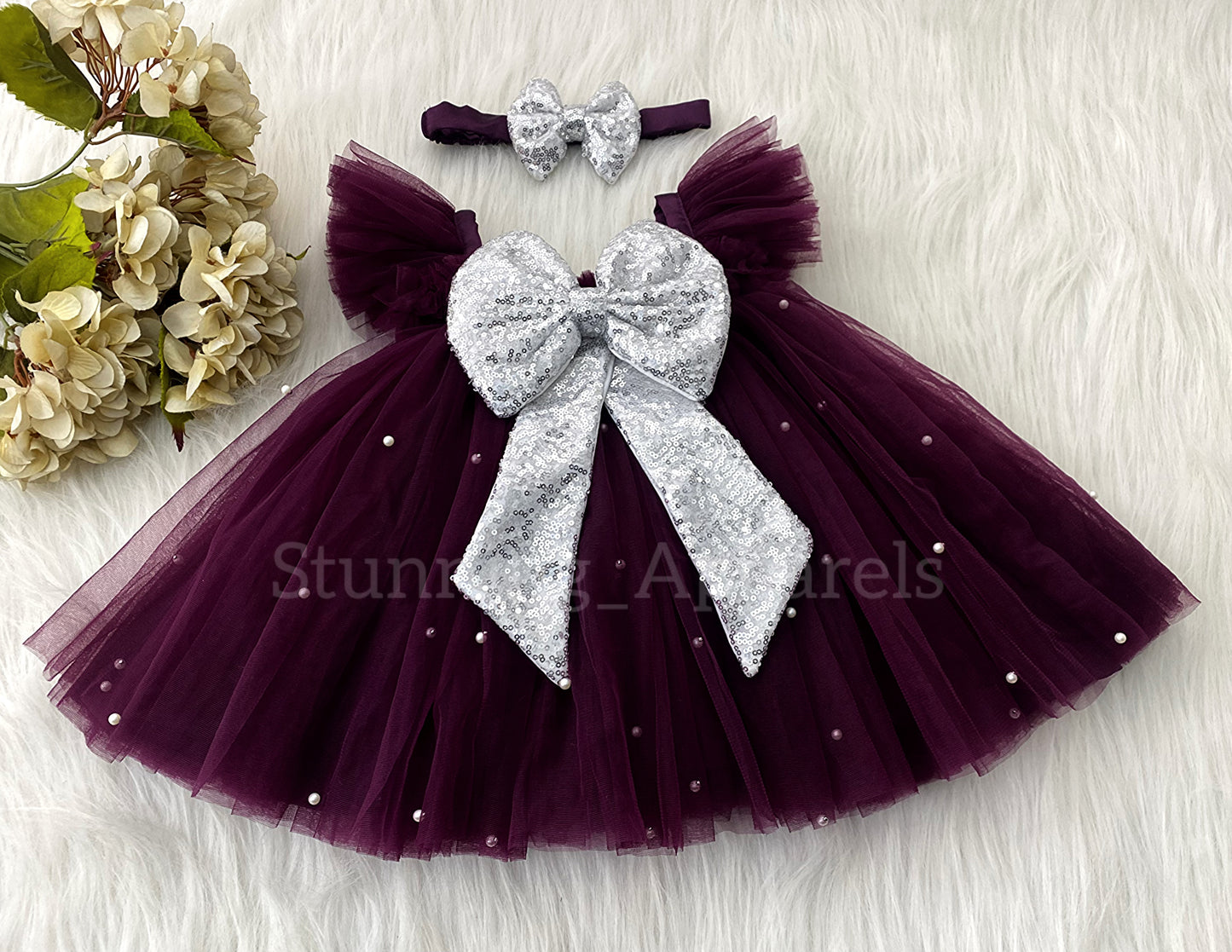 Silver Sequins Bow Party Wear Umbrella Wine Umbrella Dress