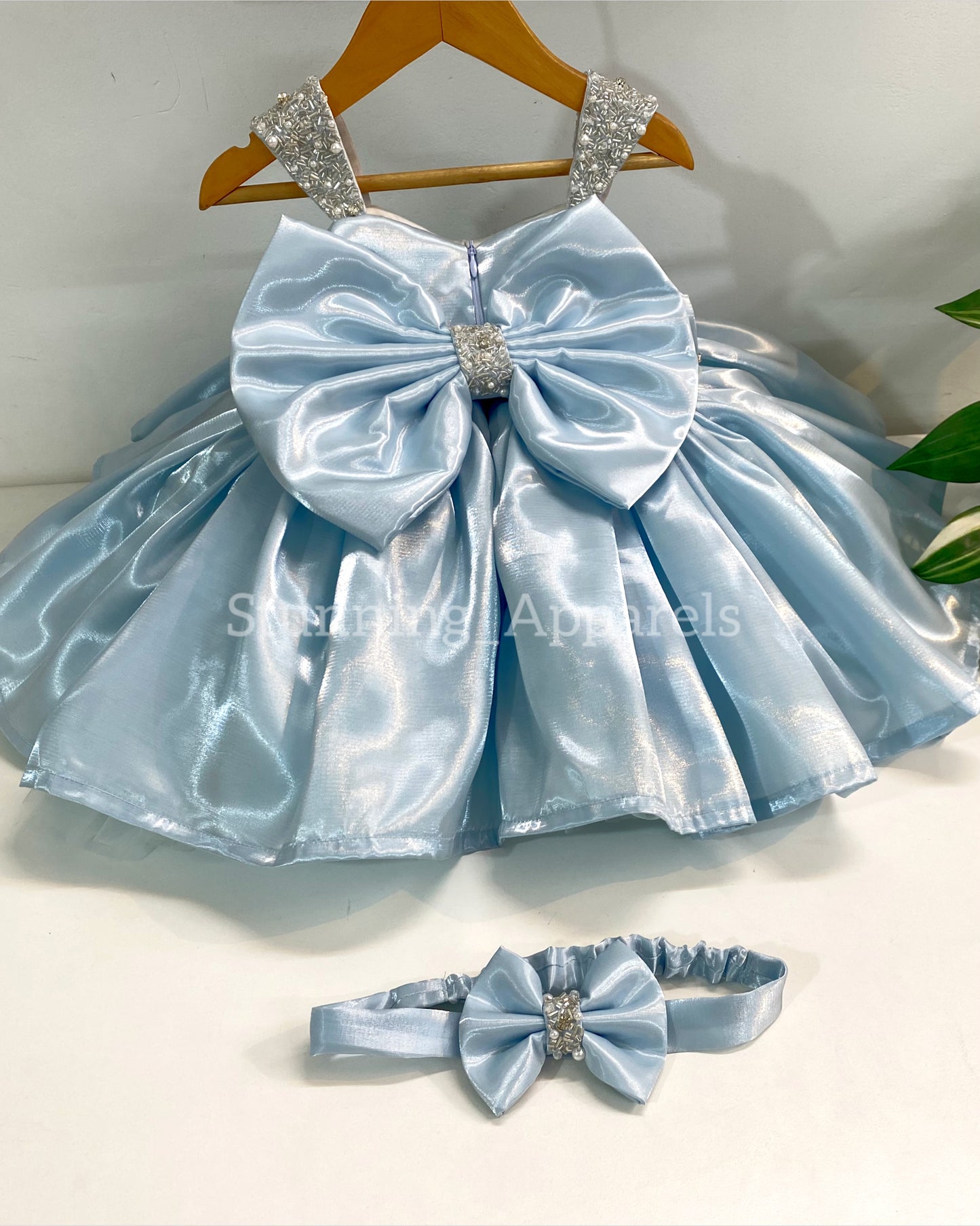 Designer Premium Hand Work Pastel Blue Dress