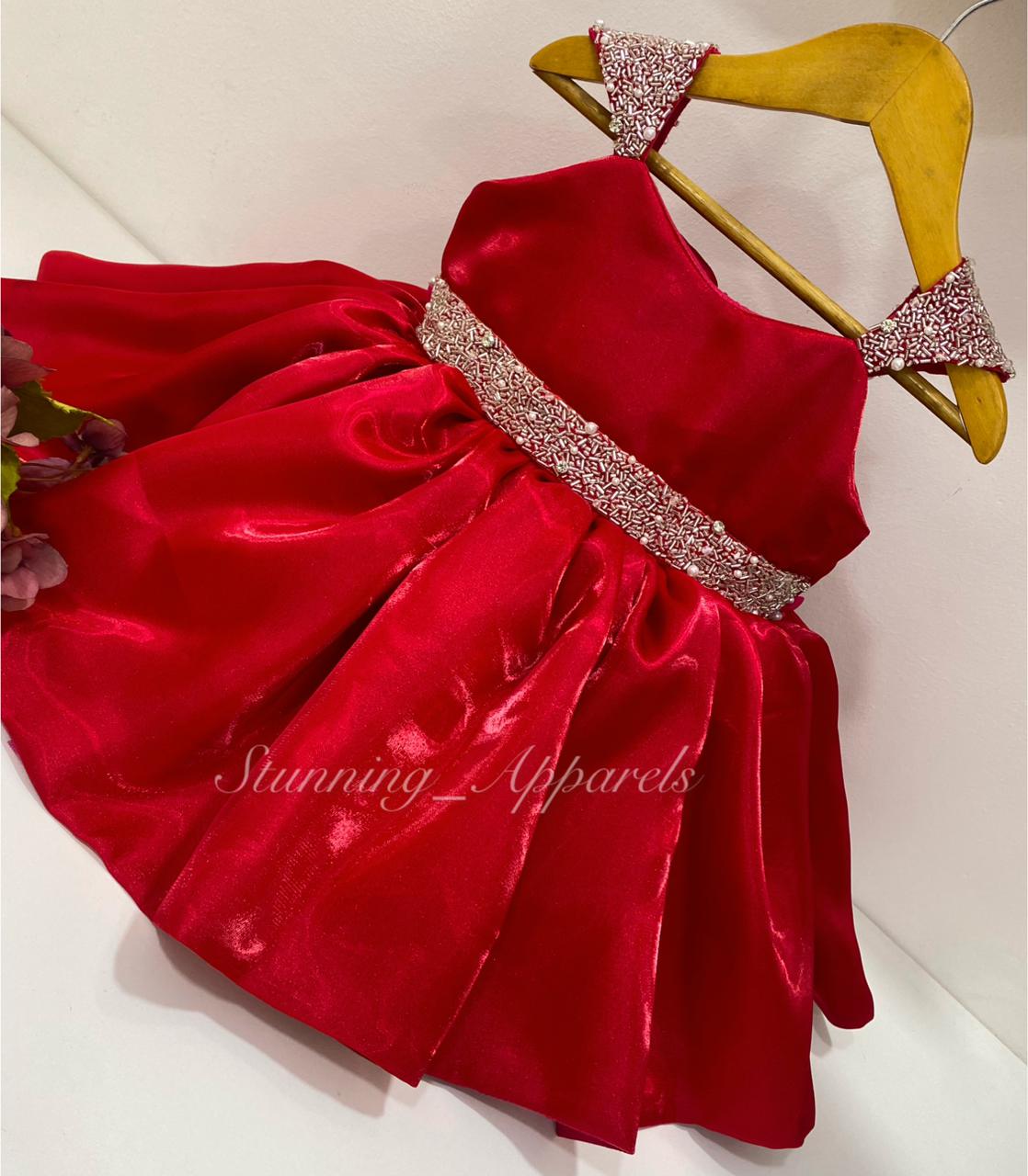Designer Premium Hand Work Red Dress