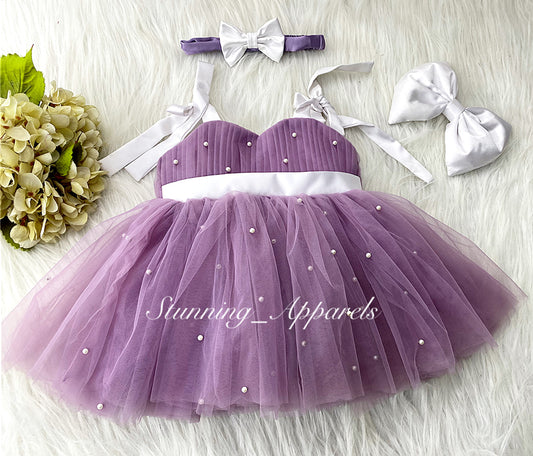 Strapped Knotted Lilac Party Wear Dress