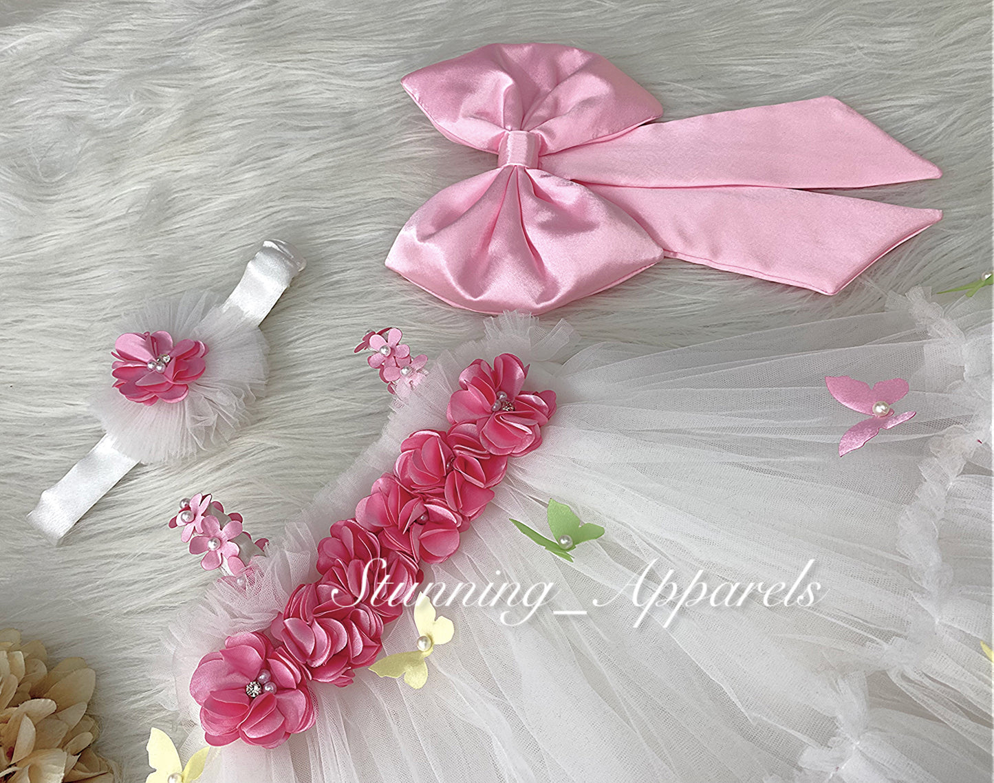 Butterfly Work Cute Party Wear White Umbrella Dress