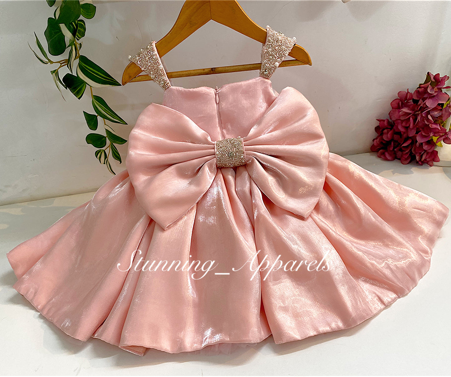 Designer Premium Hand Work Peach Dress