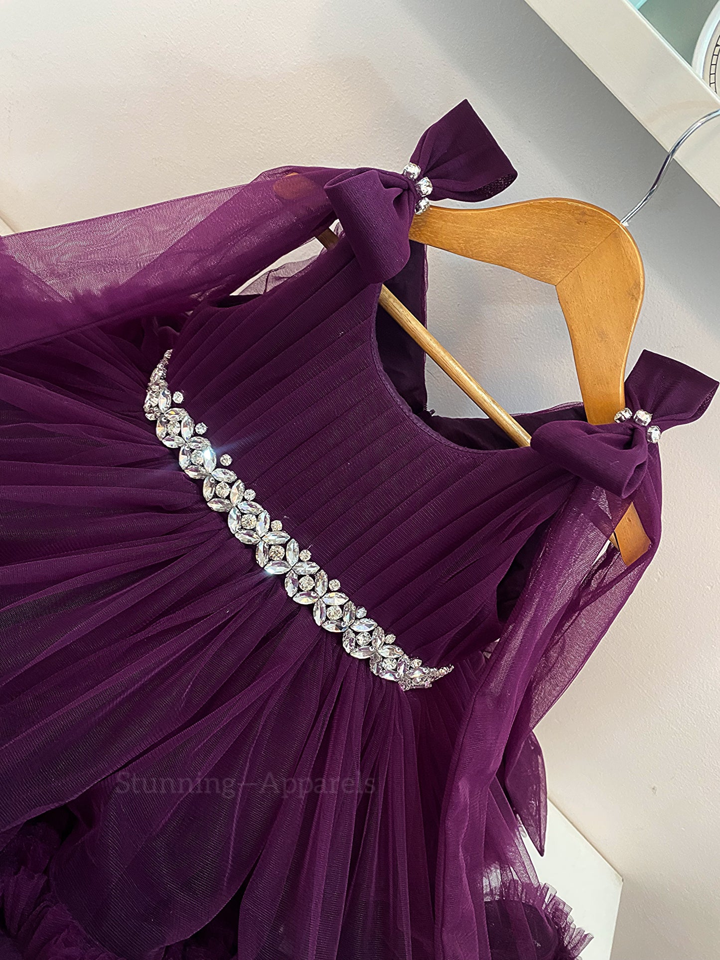 Designer Premium Hand Work Wine Dress