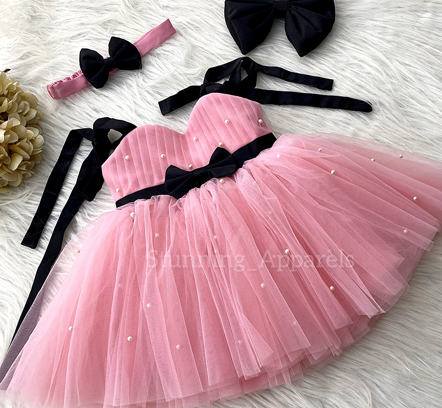 Strapped Knotted Peach Party Wear Dress