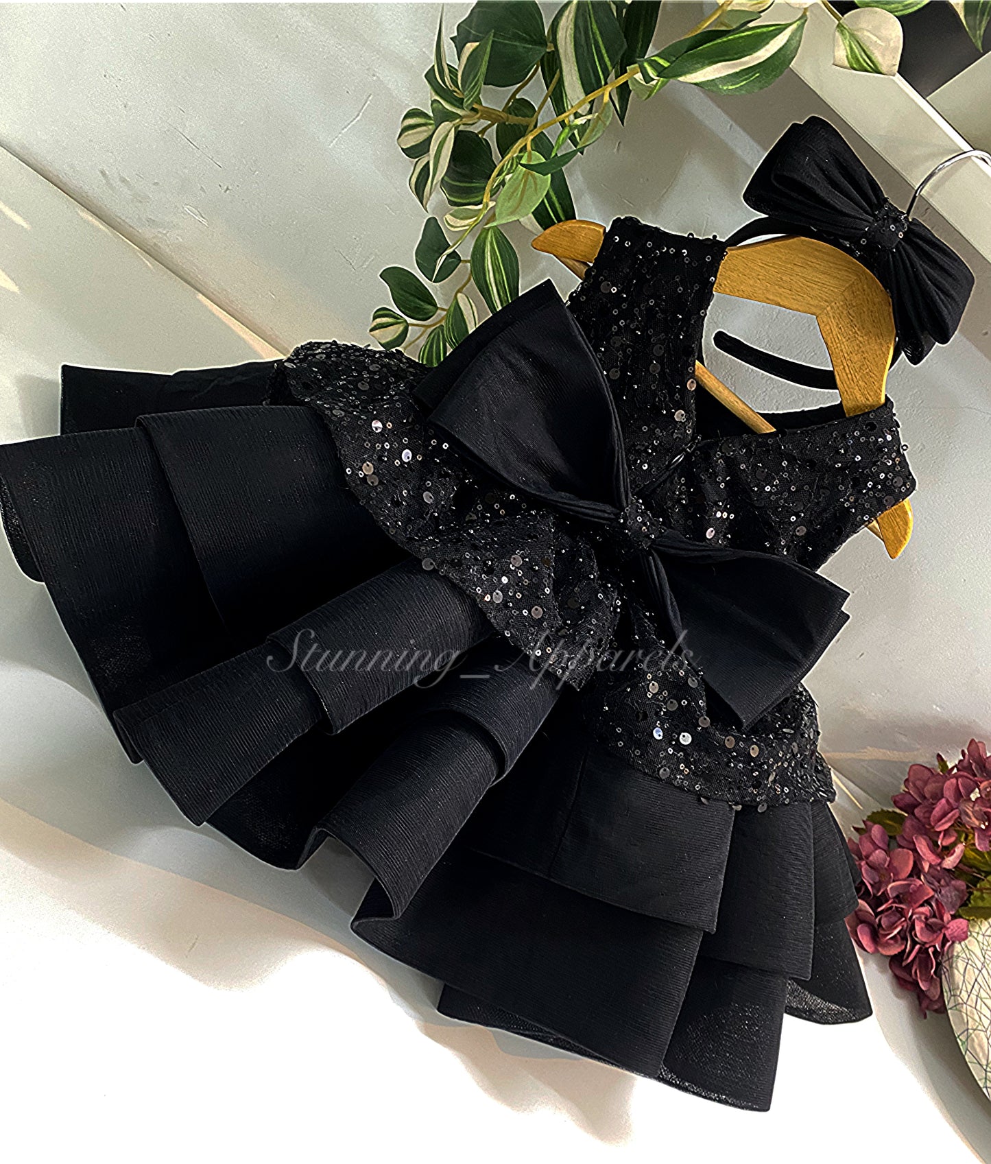 Premium Beads Sequins Party Wear Black Dress