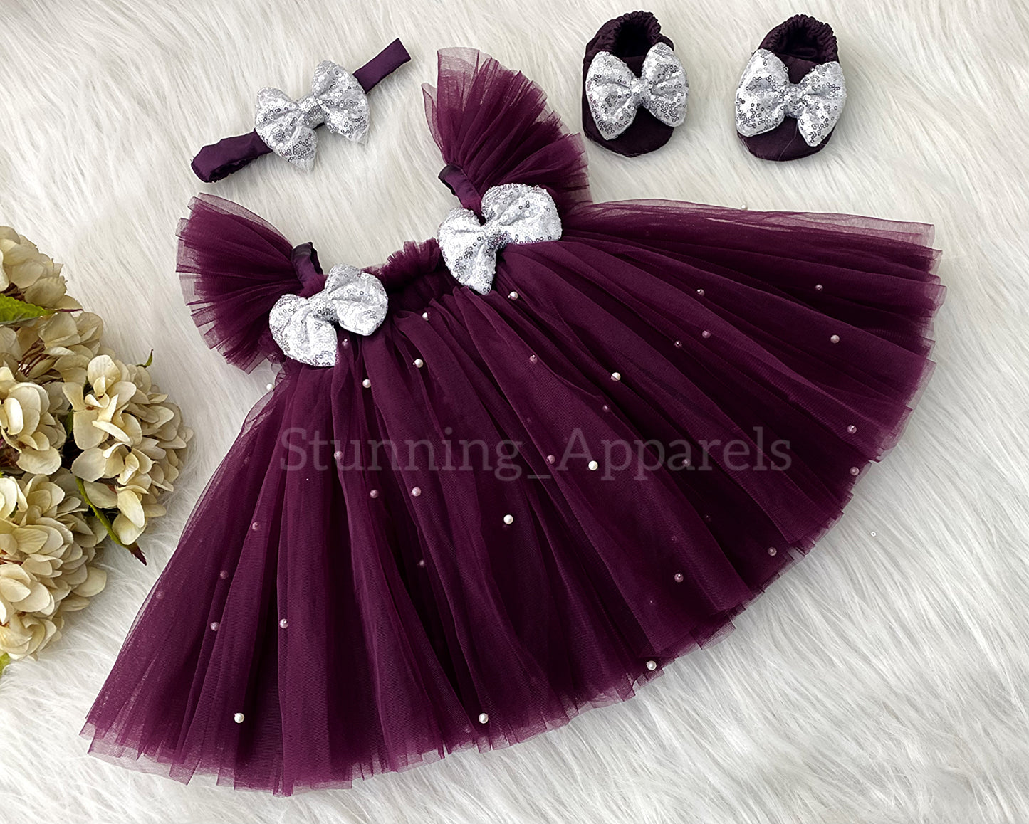 Silver Sequins Bow Party Wear Umbrella Wine Umbrella Dress